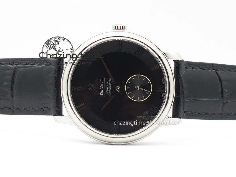 De Ville MK 1:1 Best Edition SS Black Dial On Black Leather Asian Seagull T1701 (Sec@6)