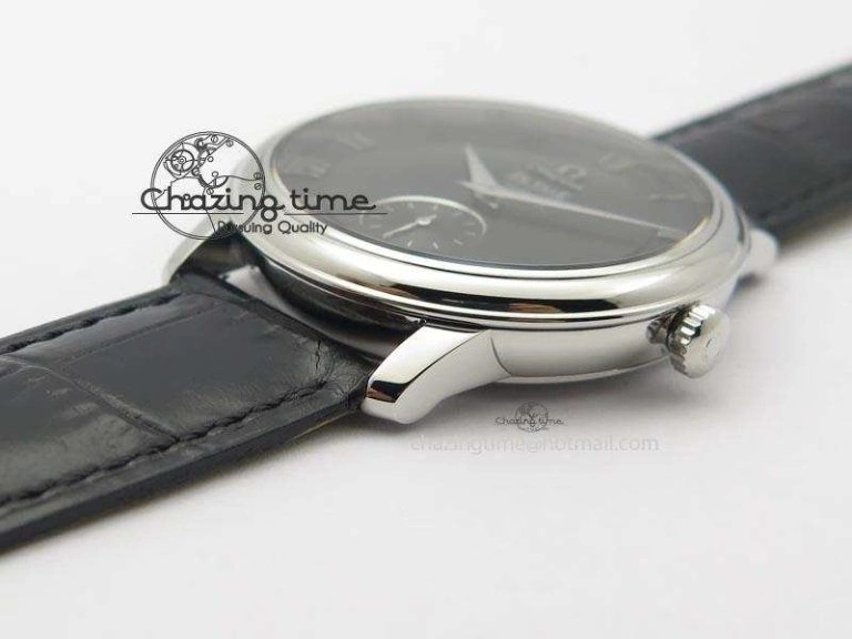 De Ville MK 1:1 Best Edition SS Black Dial On Black Leather Asian Seagull T1701 (Sec@6)