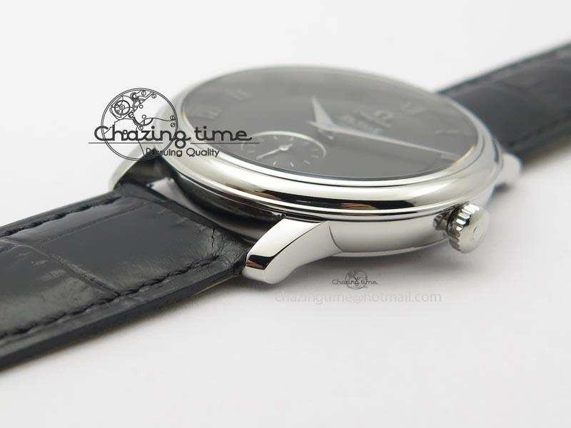 De Ville MK 1:1 Best Edition SS Black Dial On Black Leather Asian Seagull T1701 (Sec@6)