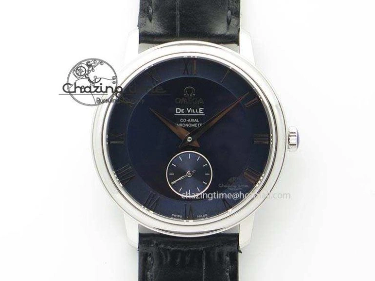 De Ville MK 1:1 Best Edition SS Blue Dial On Black Leather Asian Seagull T1701 (Sec@6)