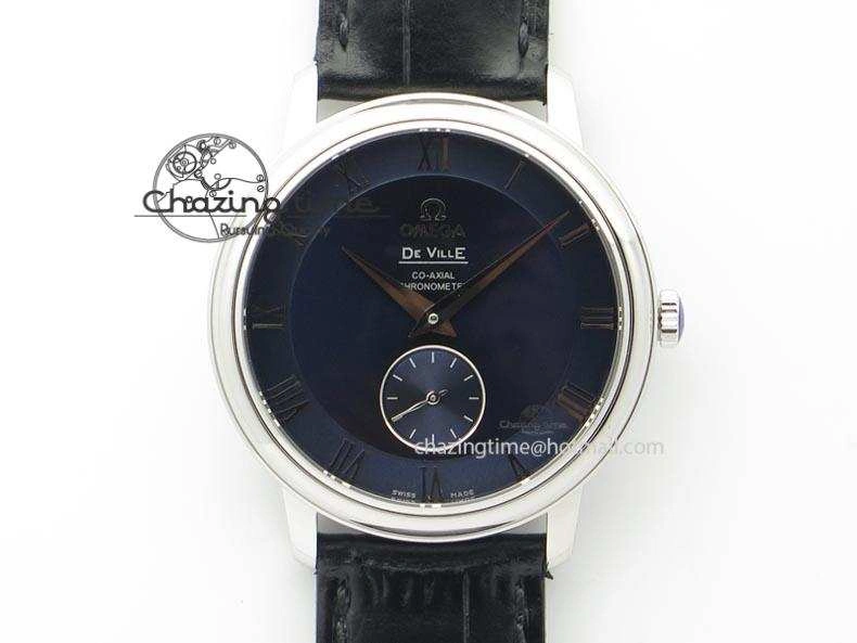 De Ville MK 1:1 Best Edition SS Blue Dial On Black Leather Asian Seagull T1701 (Sec@6)