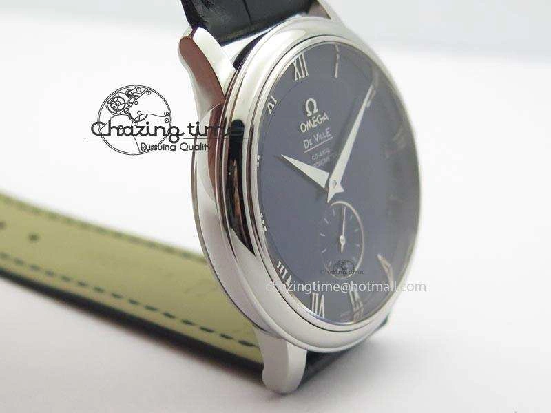 De Ville MK 1:1 Best Edition SS Blue Dial On Black Leather Asian Seagull T1701 (Sec@6)