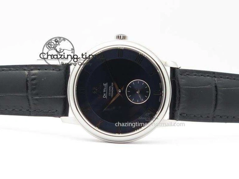 De Ville MK 1:1 Best Edition SS Blue Dial On Black Leather Asian Seagull T1701 (Sec@6)