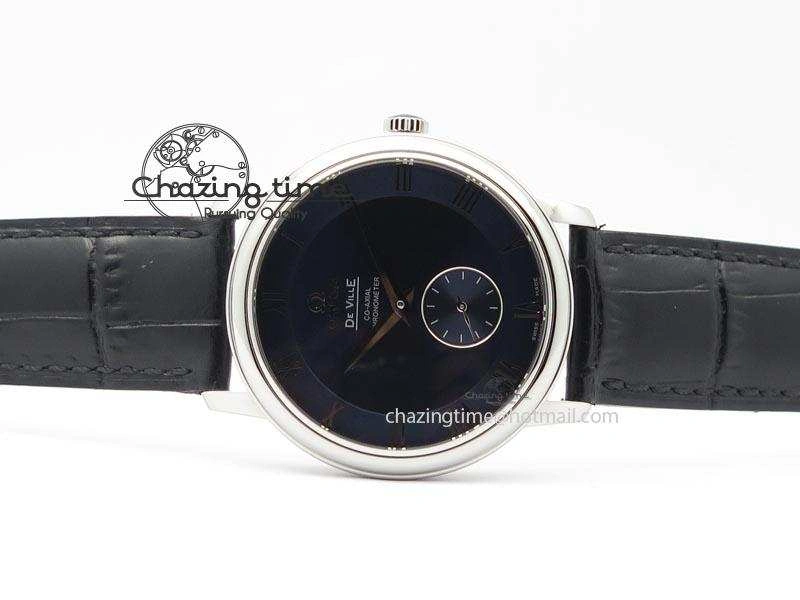 De Ville MK 1:1 Best Edition SS Blue Dial On Black Leather Asian Seagull T1701 (Sec@6)