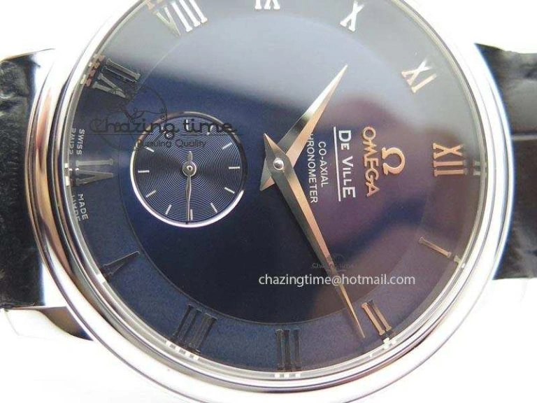 De Ville MK 1:1 Best Edition SS Blue Dial On Black Leather Asian Seagull T1701 (Sec@6)