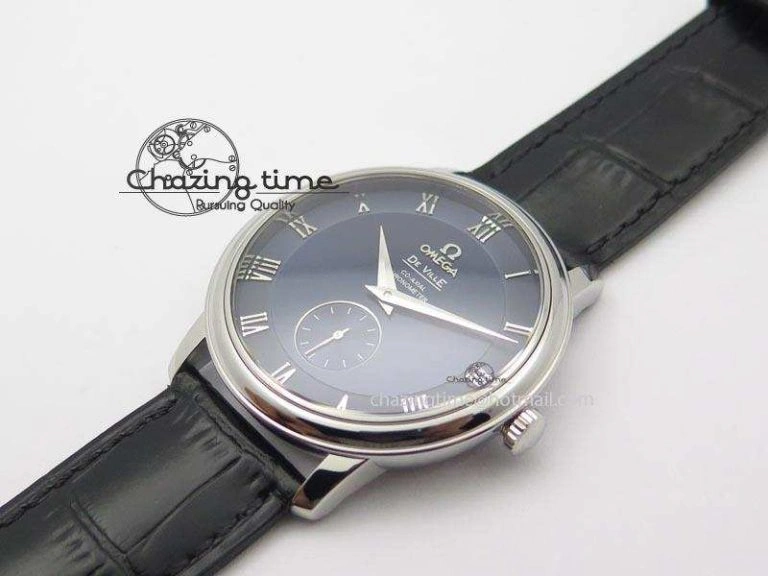 De Ville MK 1:1 Best Edition SS Blue Dial On Black Leather Asian Seagull T1701 (Sec@6)