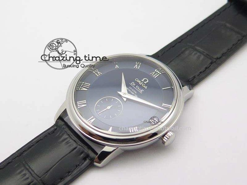 De Ville MK 1:1 Best Edition SS Blue Dial On Black Leather Asian Seagull T1701 (Sec@6)
