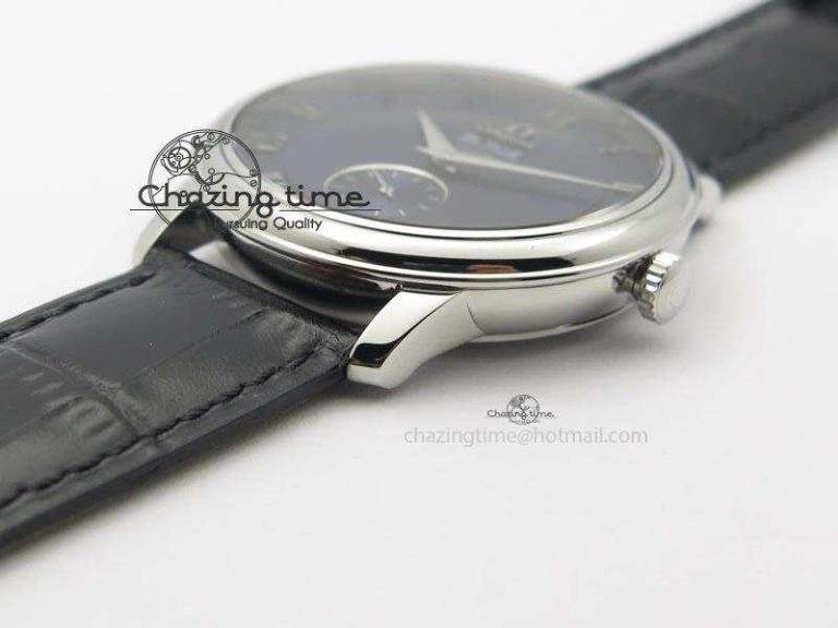 De Ville MK 1:1 Best Edition SS Blue Dial On Black Leather Asian Seagull T1701 (Sec@6)