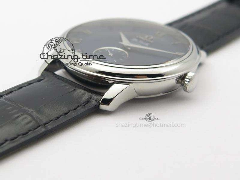De Ville MK 1:1 Best Edition SS Blue Dial On Black Leather Asian Seagull T1701 (Sec@6)