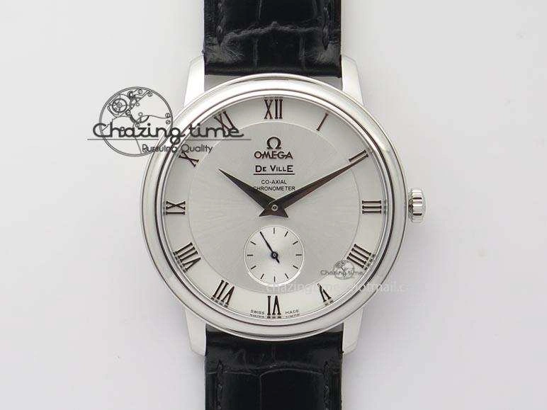 De Ville MK 1:1 Best Edition SS White Dial On Black Leather Asian Seagull T1701 (Sec@6)