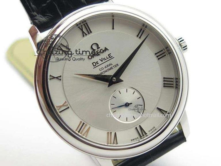 De Ville MK 1:1 Best Edition SS White Dial On Black Leather Asian Seagull T1701 (Sec@6)