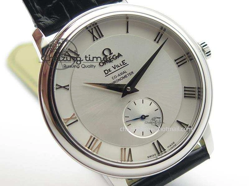 De Ville MK 1:1 Best Edition SS White Dial On Black Leather Asian Seagull T1701 (Sec@6)