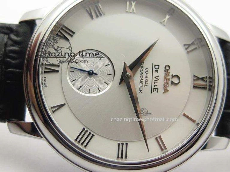 De Ville MK 1:1 Best Edition SS White Dial On Black Leather Asian Seagull T1701 (Sec@6)