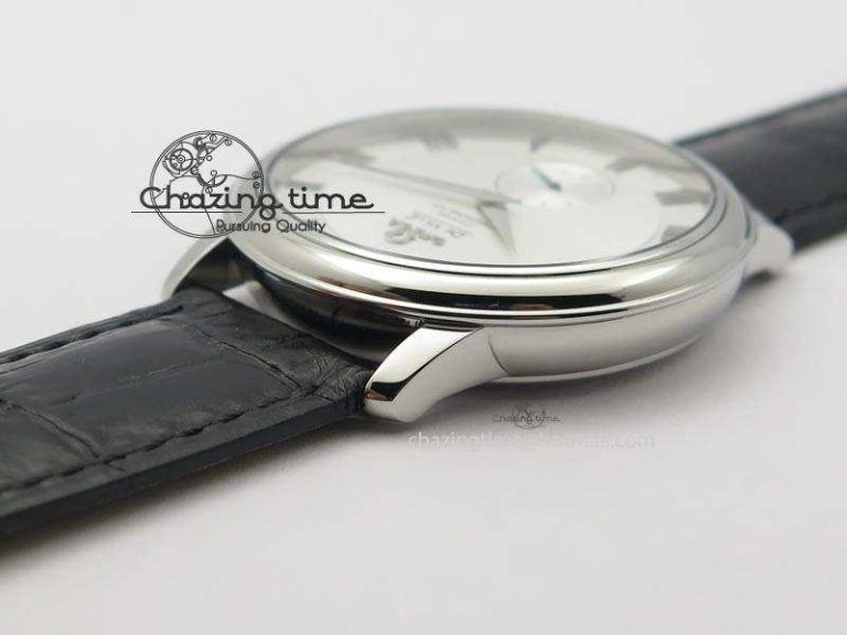 De Ville MK 1:1 Best Edition SS White Dial On Black Leather Asian Seagull T1701 (Sec@6)