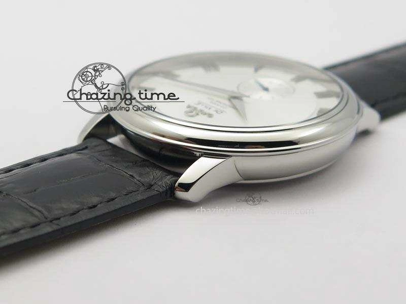 De Ville MK 1:1 Best Edition SS White Dial On Black Leather Asian Seagull T1701 (Sec@6)