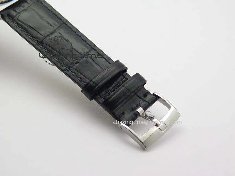 De Ville MK 1:1 Best Edition SS White Dial On Black Leather Asian Seagull T1701 (Sec@6)