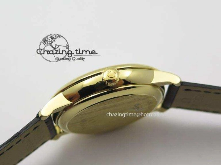 De Ville MK 1:1 Best Edition YG Blue Dial On Black Leather Asian Seagull T1701 (Sec@6)