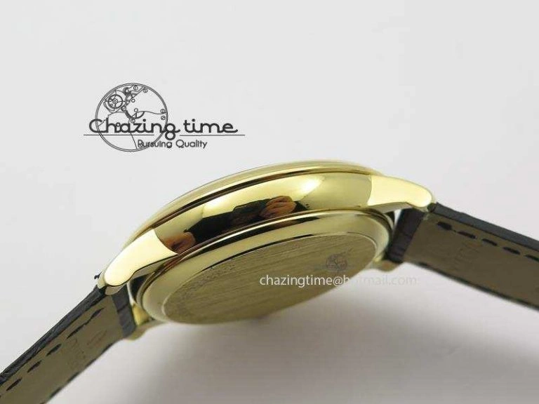 De Ville MK 1:1 Best Edition YG Blue Dial On Black Leather Asian Seagull T1701 (Sec@6)