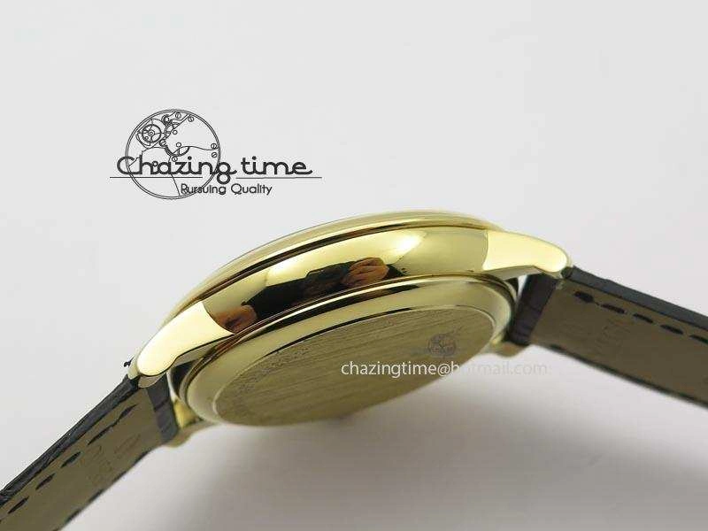 De Ville MK 1:1 Best Edition YG Blue Dial On Black Leather Asian Seagull T1701 (Sec@6)