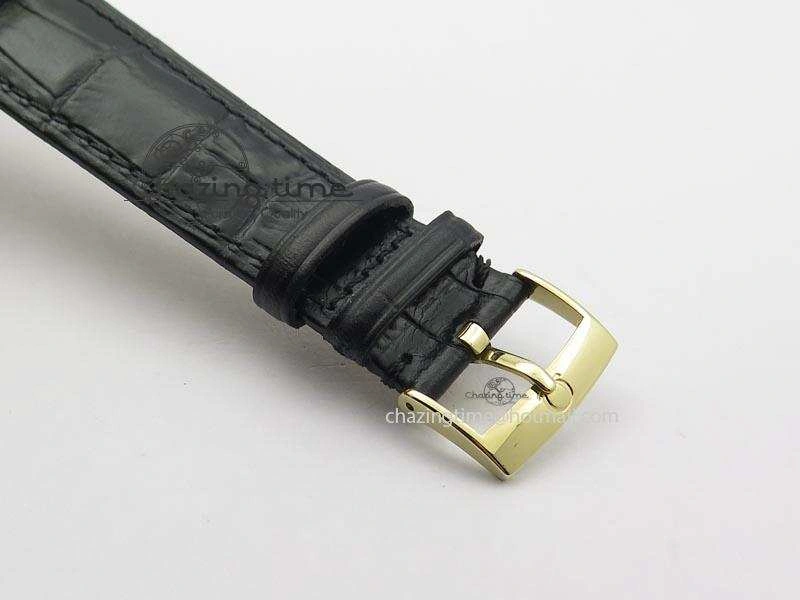 De Ville MK 1:1 Best Edition YG White Dial On Black Leather Asian Seagull T1701 (Sec@6)
