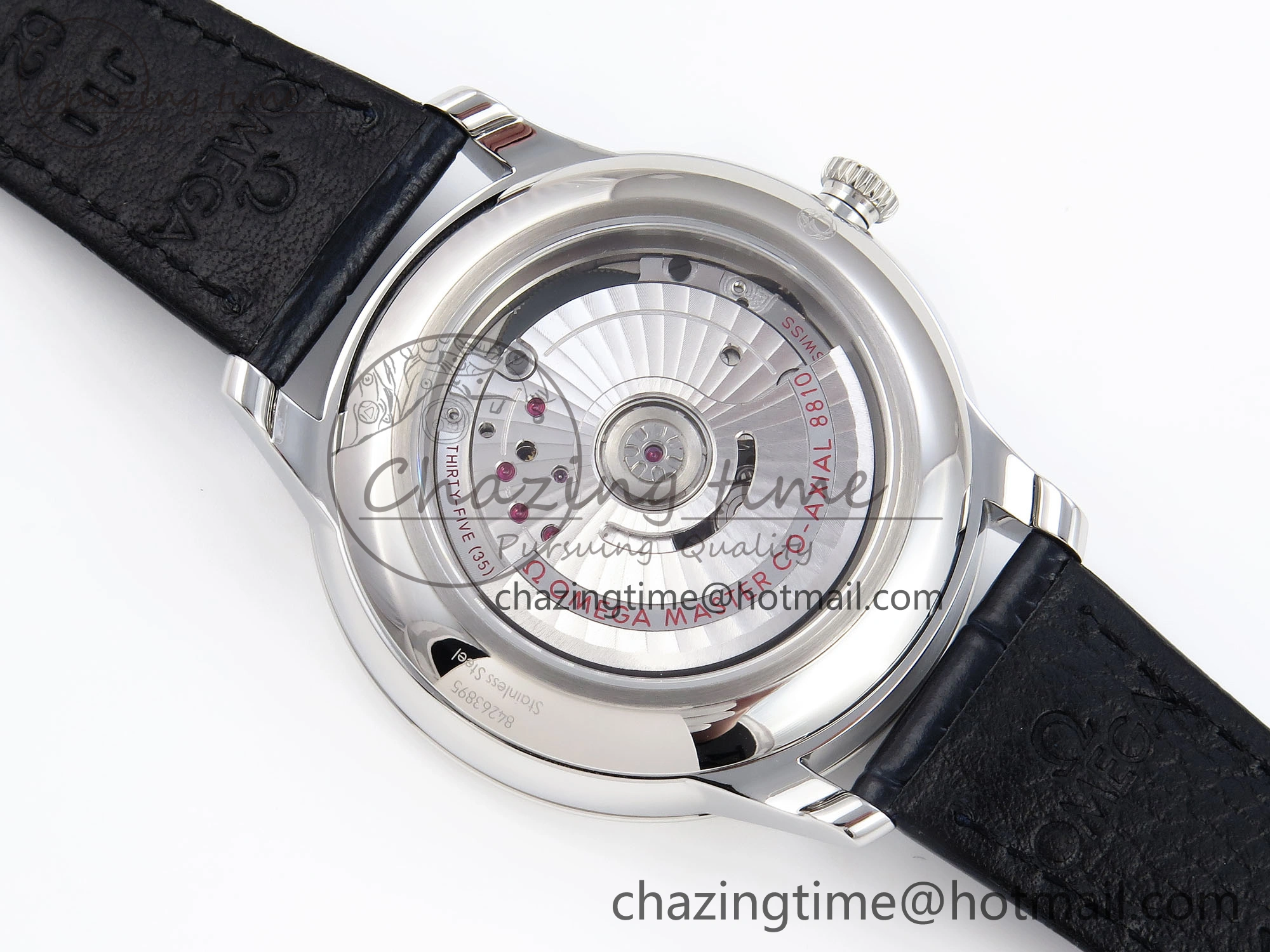 De Ville Power Reserve SS MKF 1:1 Best Edition Blue Textured Dial on Black Leather Strap A8810