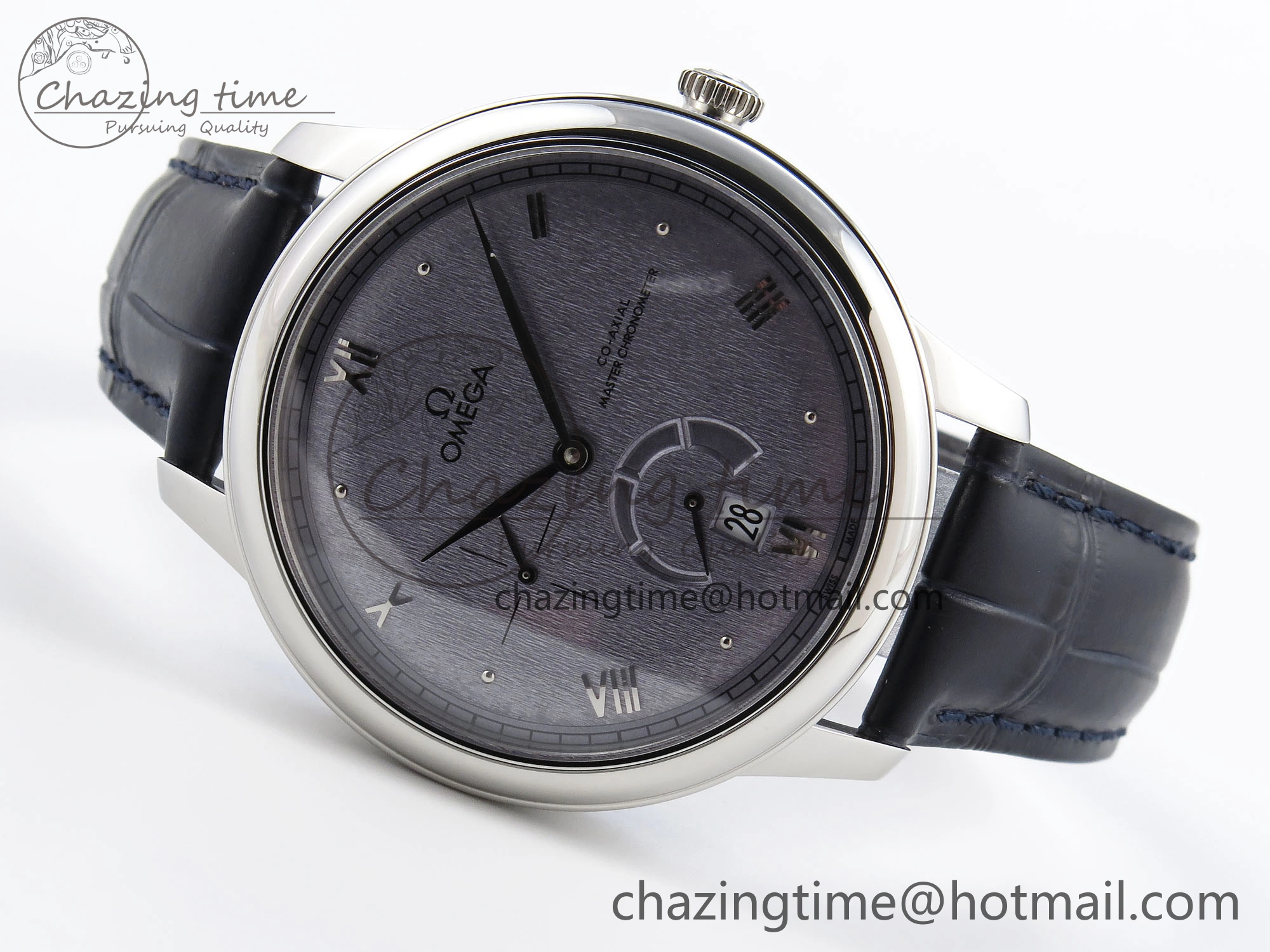 De Ville Power Reserve SS MKF 1:1 Best Edition Blue Textured Dial on Black Leather Strap A8810