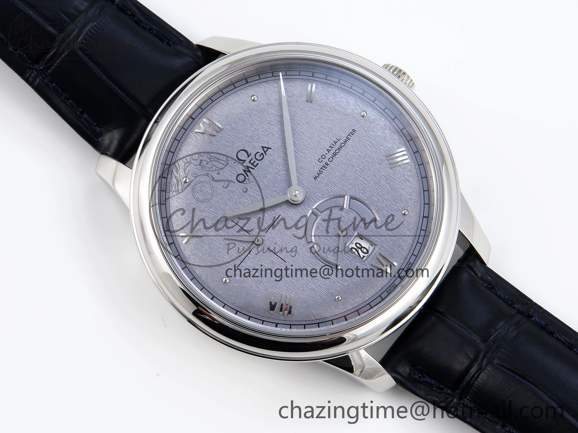 De Ville Power Reserve SS MKF 1:1 Best Edition Blue Textured Dial on Black Leather Strap A8810