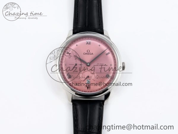 De Ville Power Reserve SS MKF 1:1 Best Edition Pink Dial on Black Leather Strap