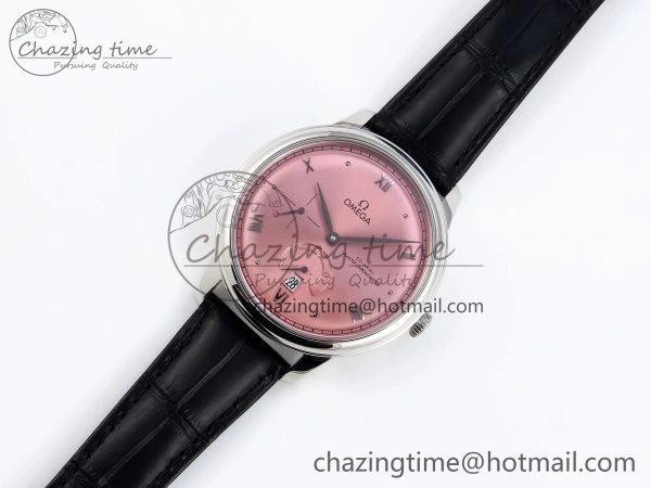 De Ville Power Reserve SS MKF 1:1 Best Edition Pink Dial on Black Leather Strap