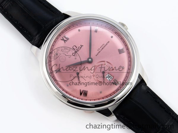 De Ville Power Reserve SS MKF 1:1 Best Edition Pink Dial on Black Leather Strap
