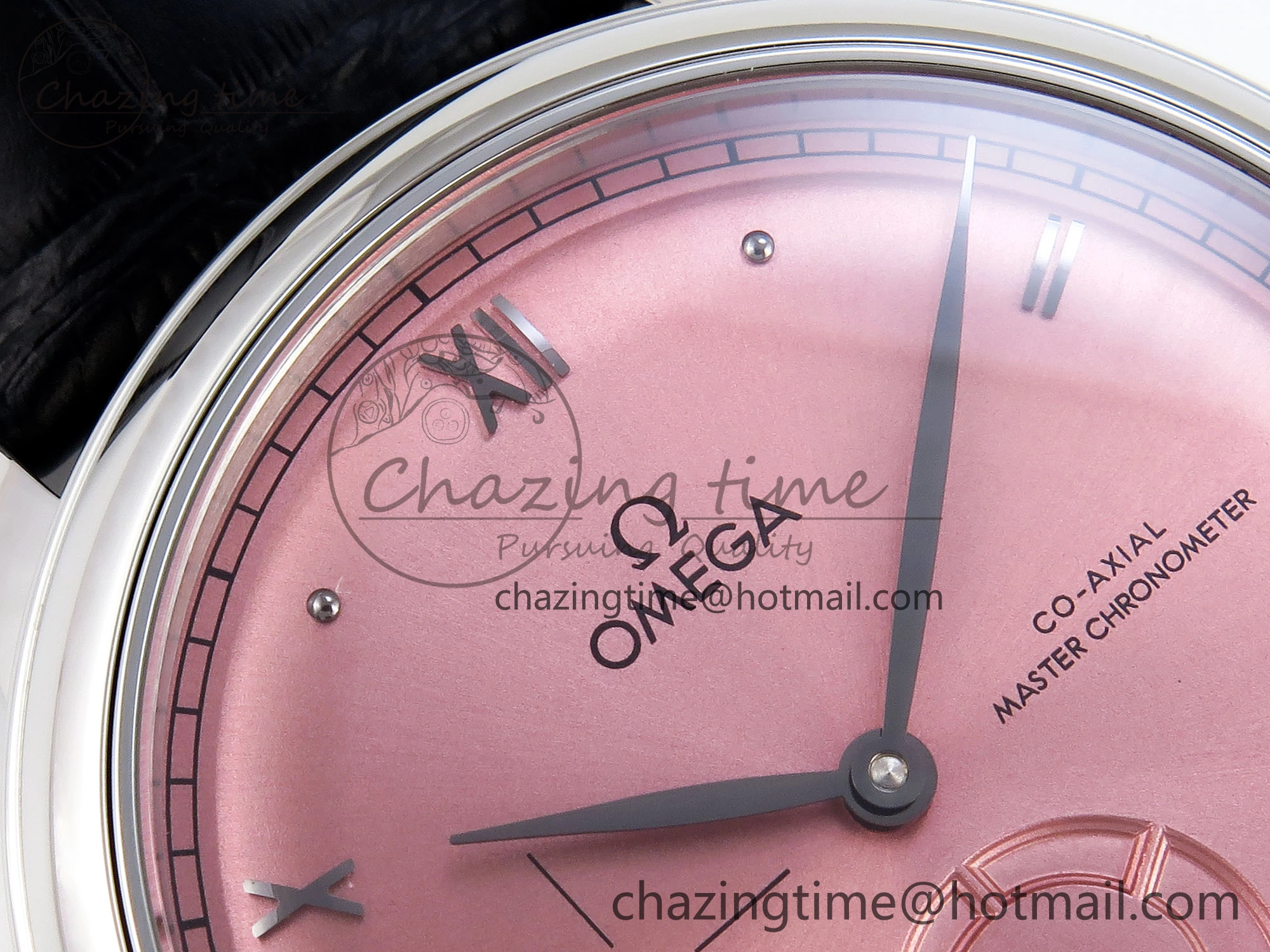 De Ville Power Reserve SS MKF 1:1 Best Edition Pink Dial on Black Leather Strap