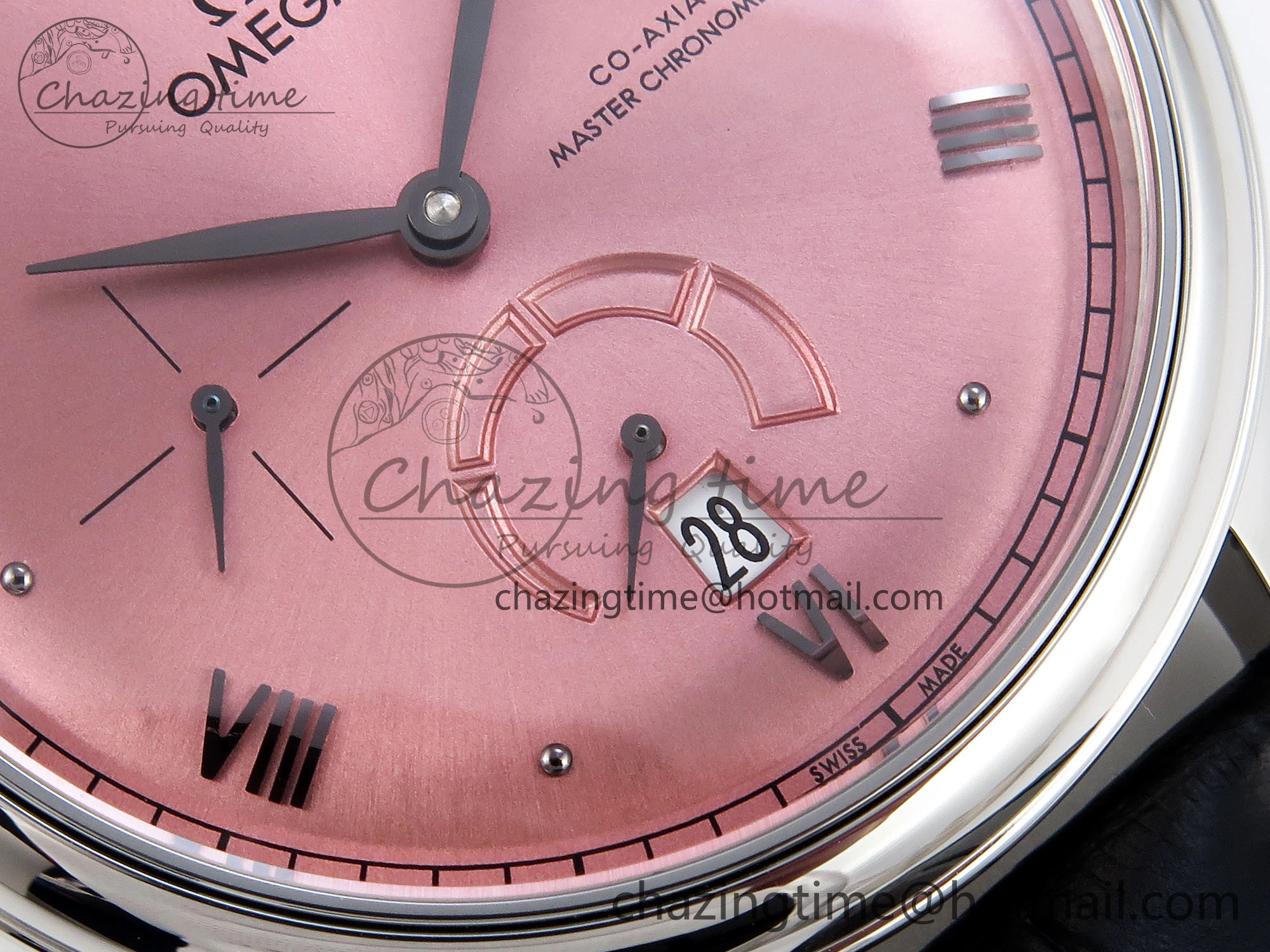 De Ville Power Reserve SS MKF 1:1 Best Edition Pink Dial on Black Leather Strap
