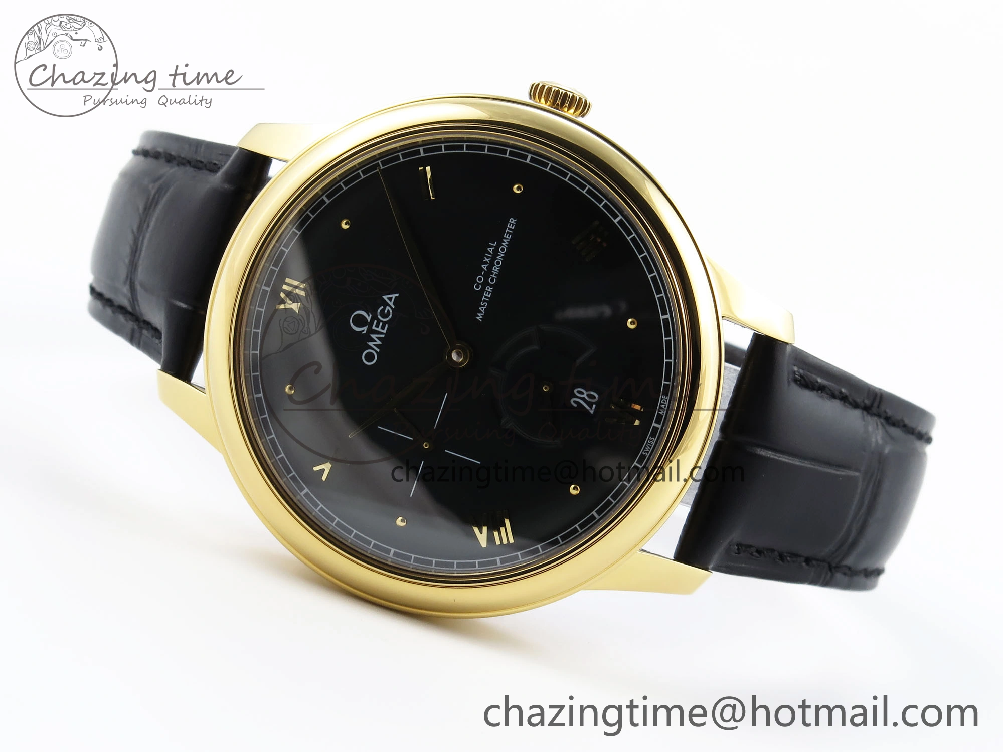 De Ville Power Reserve YG MKF 1:1 Best Edition Black Dial on Black Leather Strap A8810