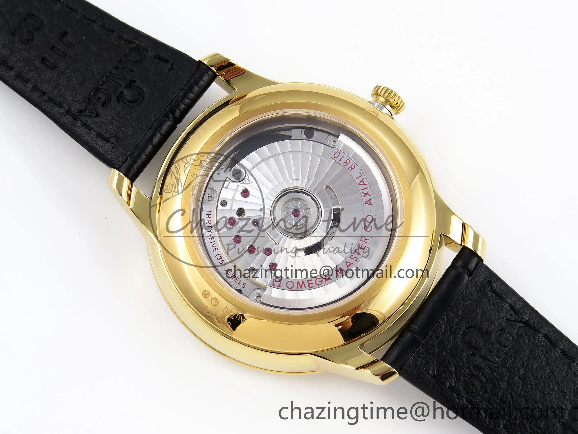De Ville Power Reserve YG MKF 1:1 Best Edition Black Dial on Black Leather Strap A8810