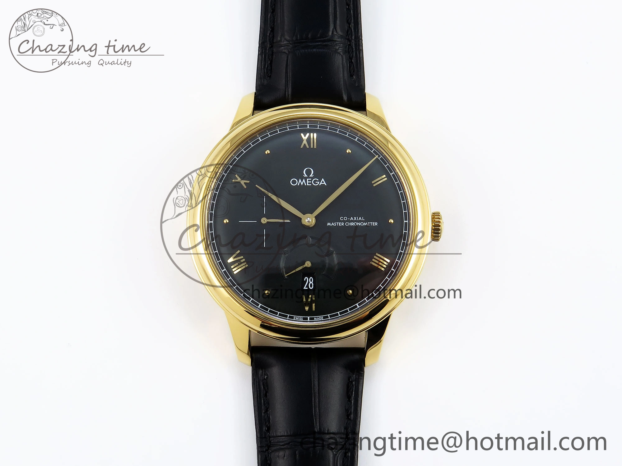 De Ville Power Reserve YG MKF 1:1 Best Edition Black Dial on Black Leather Strap A8810