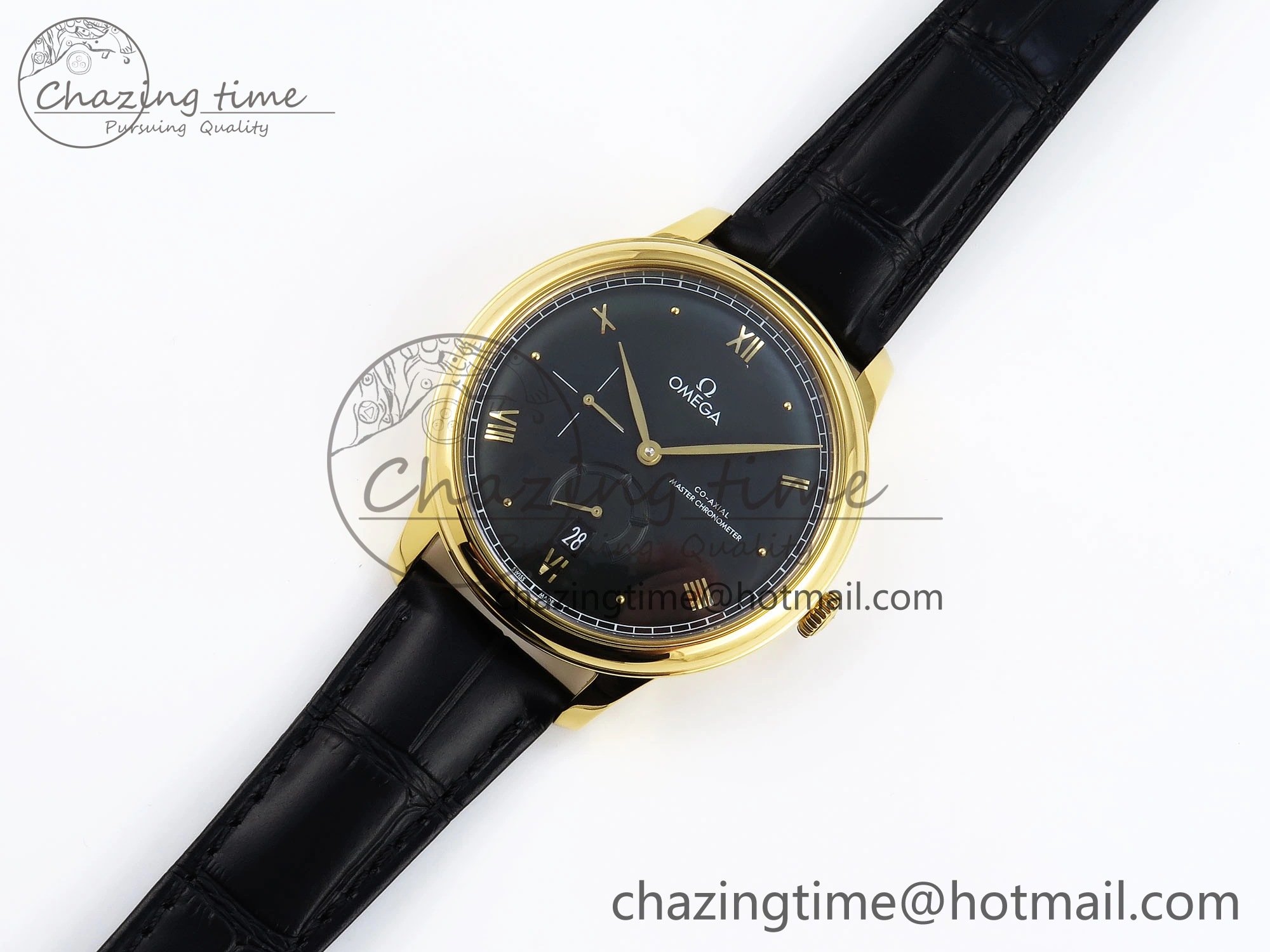 De Ville Power Reserve YG MKF 1:1 Best Edition Black Dial on Black Leather Strap A8810