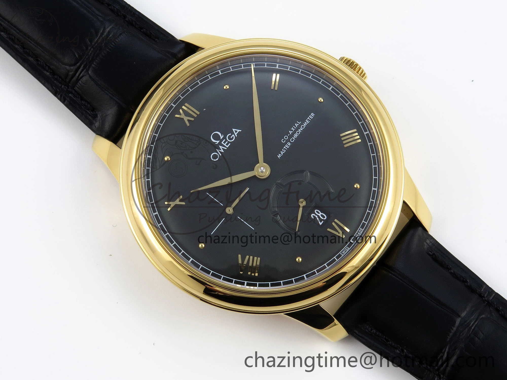 De Ville Power Reserve YG MKF 1:1 Best Edition Black Dial on Black Leather Strap A8810