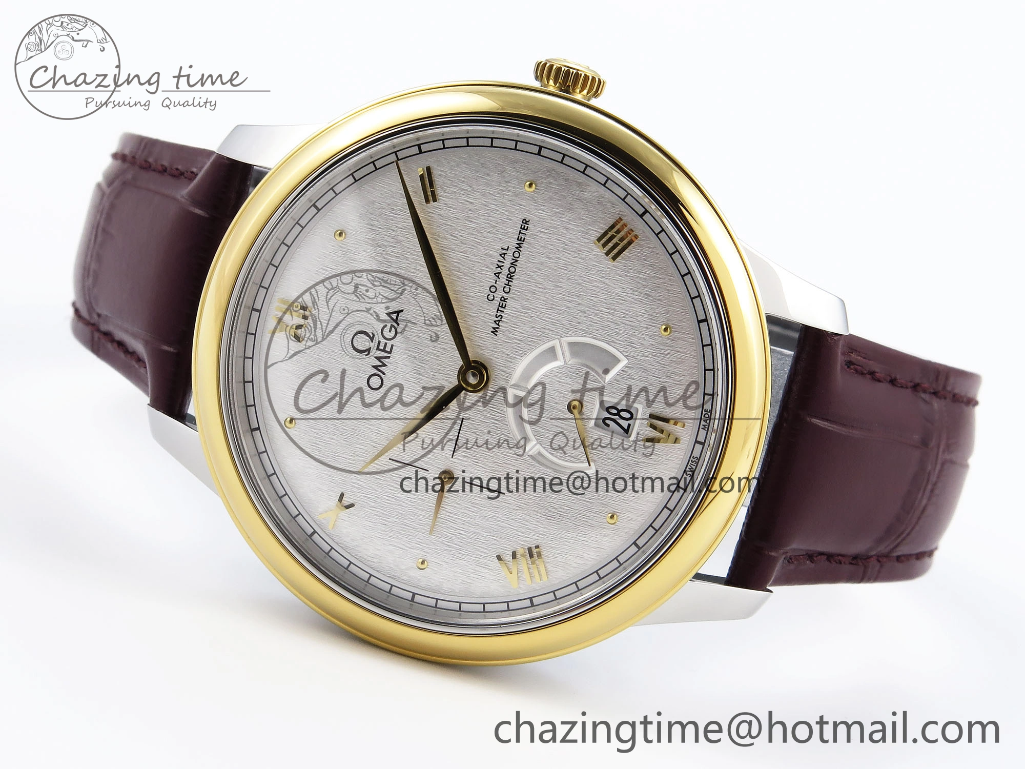De Ville Power Reserve YG MKF 1:1 Best Edition White Dial on Brown Leather Strap A8810