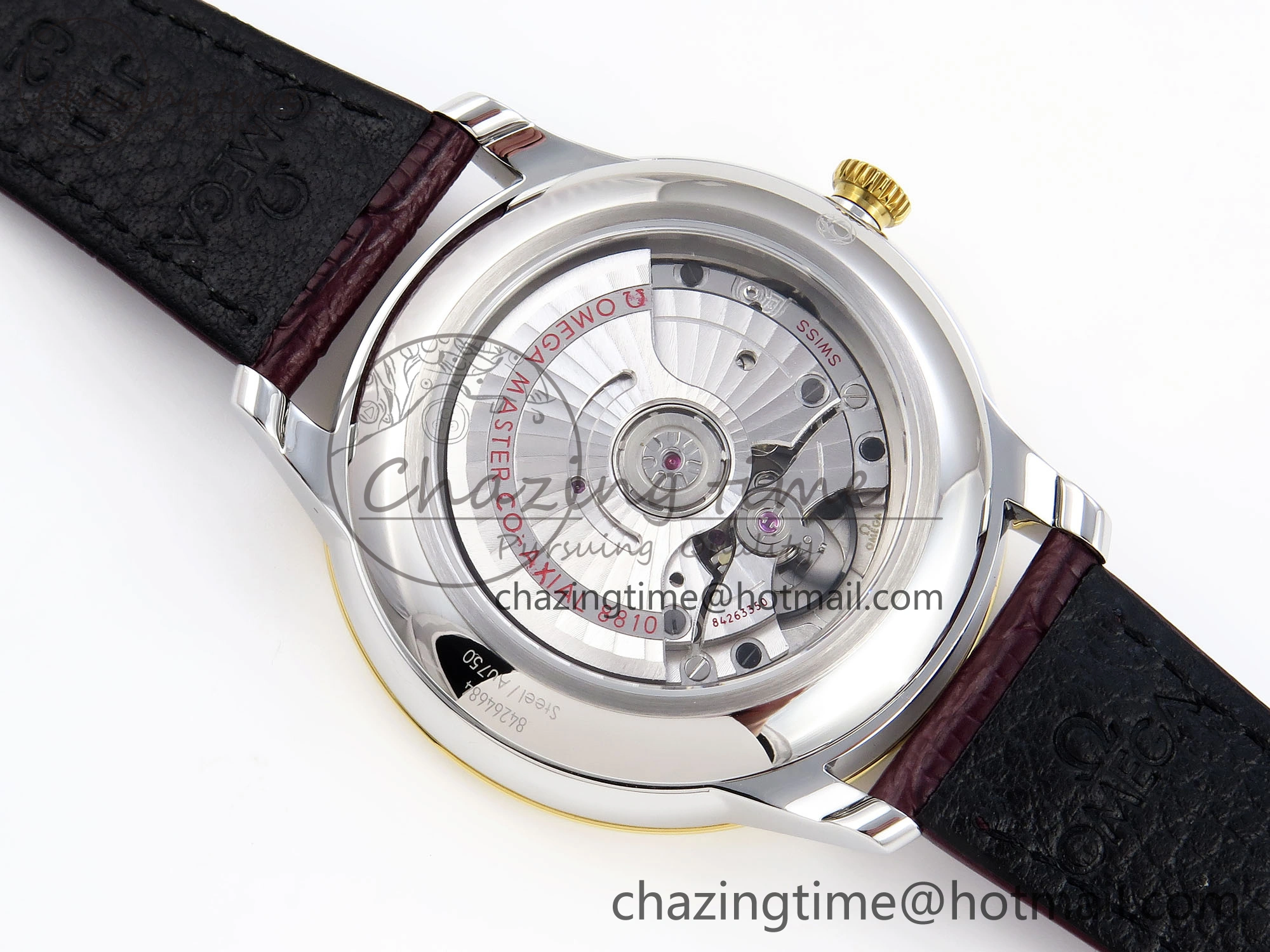 De Ville Power Reserve YG MKF 1:1 Best Edition White Dial on Brown Leather Strap A8810