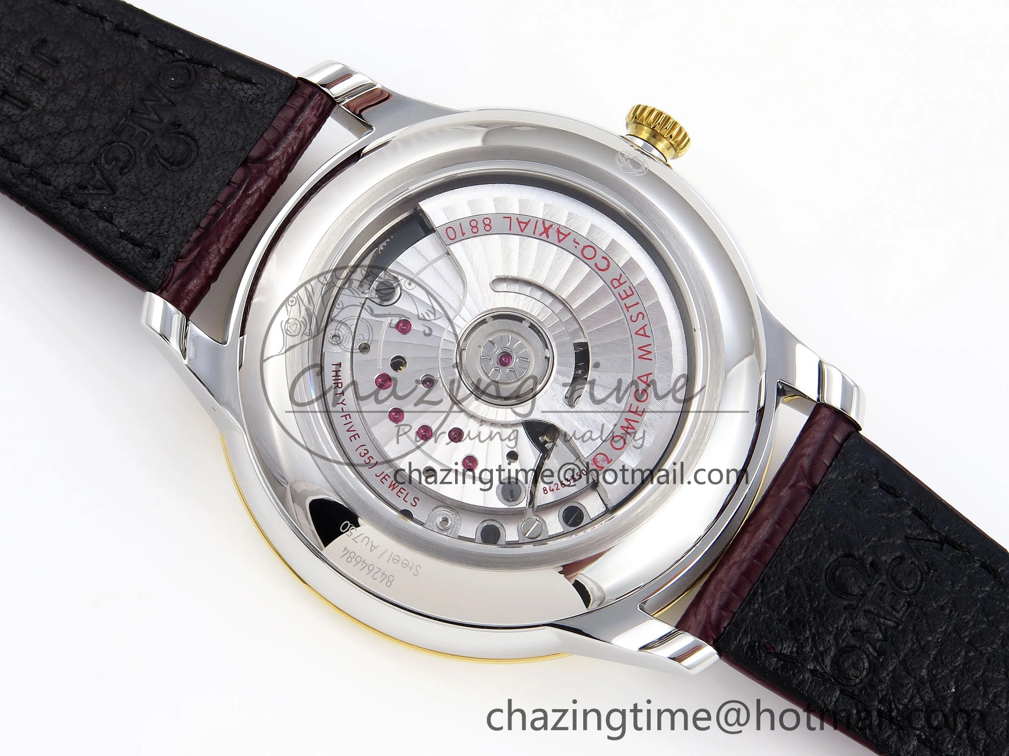 De Ville Power Reserve YG MKF 1:1 Best Edition White Dial on Brown Leather Strap A8810