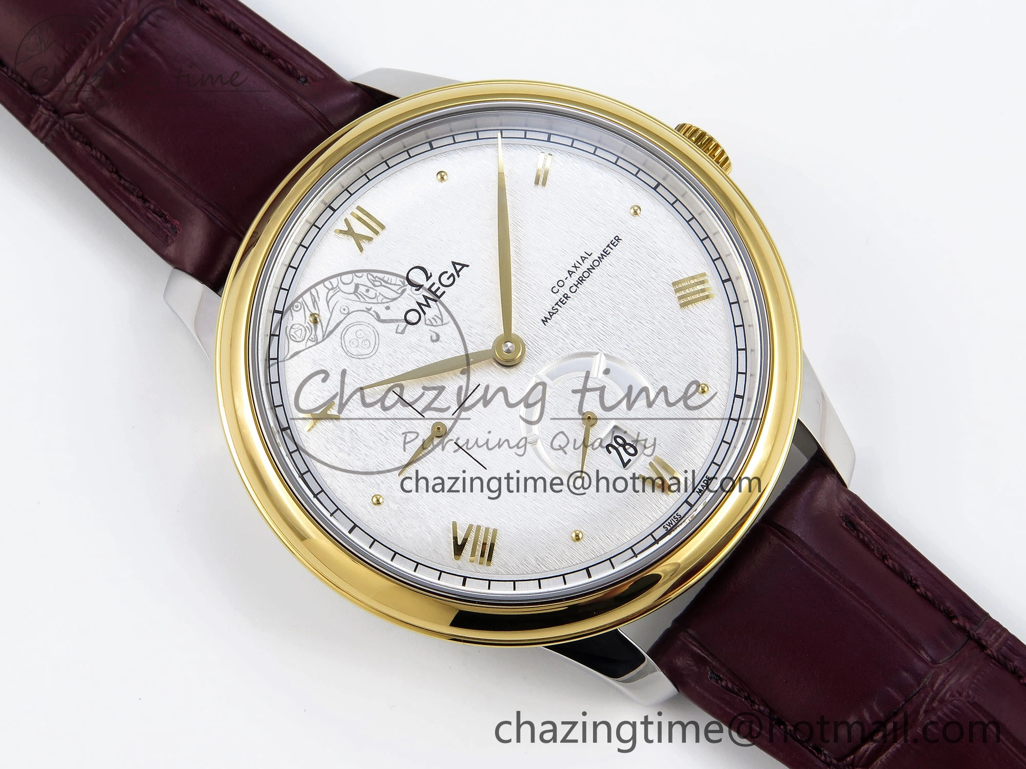 De Ville Power Reserve YG MKF 1:1 Best Edition White Dial on Brown Leather Strap A8810