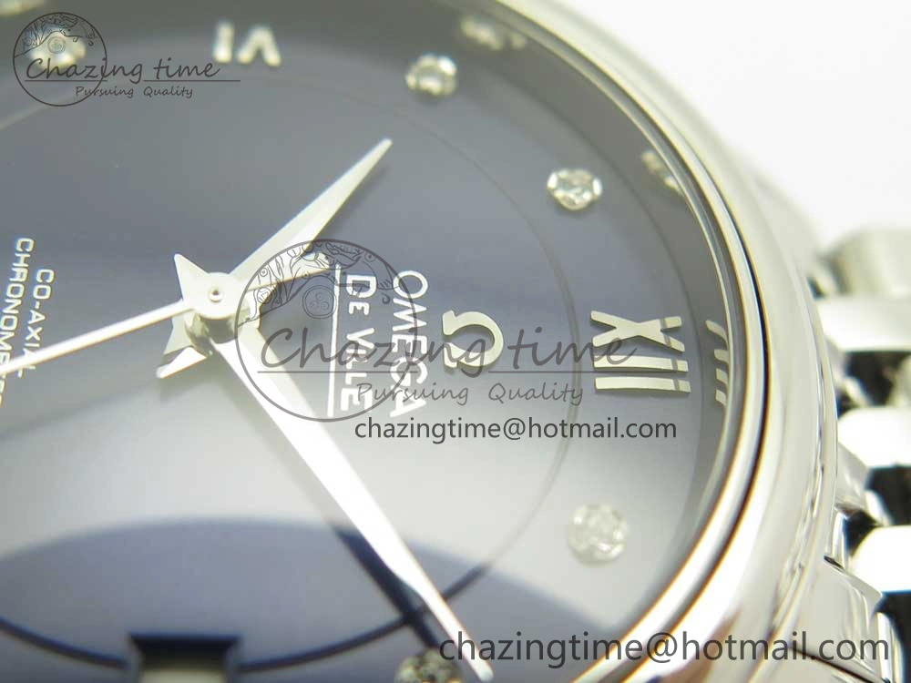 De Ville Prestige Ladies 32.7mm SS MKF 1:1 Best Edition Blue Dial Diamonds Markers on SS Bracelet MIYOTA 9015