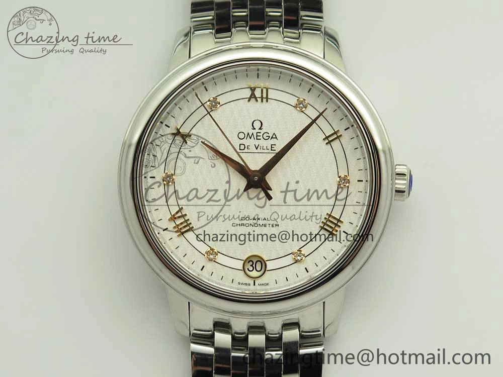 De Ville Prestige Ladies 32.7mm SS MKF 1:1 Best Edition White Dial RG Markers on SS Bracelet MIYOTA 9015