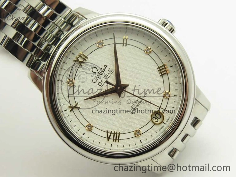 De Ville Prestige Ladies 32.7mm SS MKF 1:1 Best Edition White Dial RG Markers on SS Bracelet MIYOTA 9015