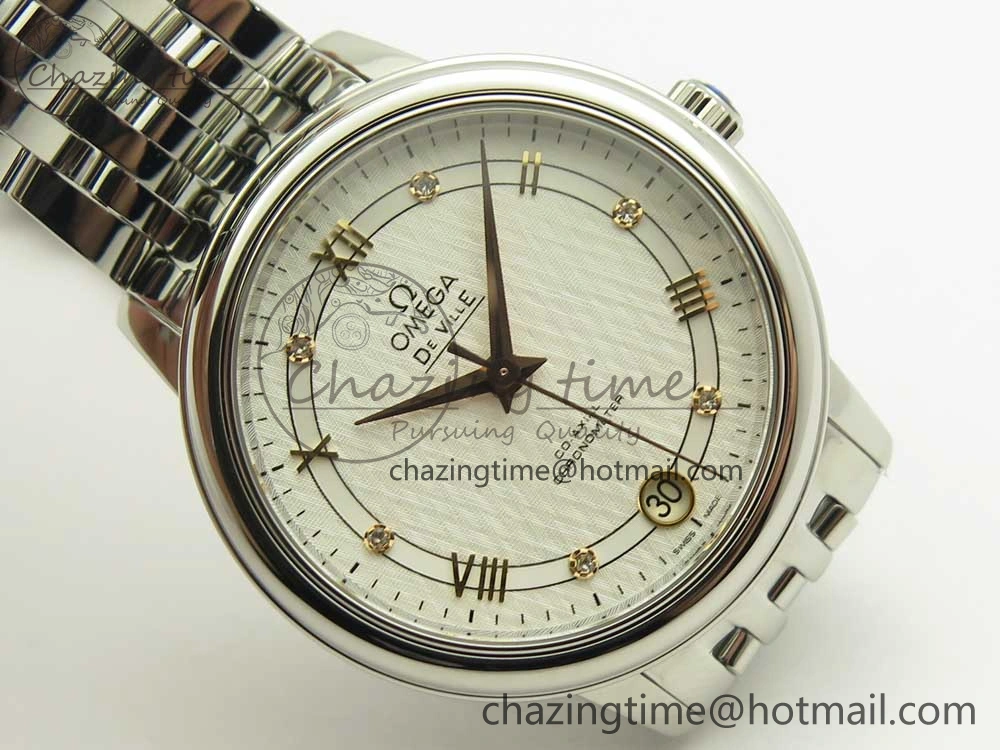 De Ville Prestige Ladies 32.7mm SS MKF 1:1 Best Edition White Dial RG Markers on SS Bracelet MIYOTA 9015