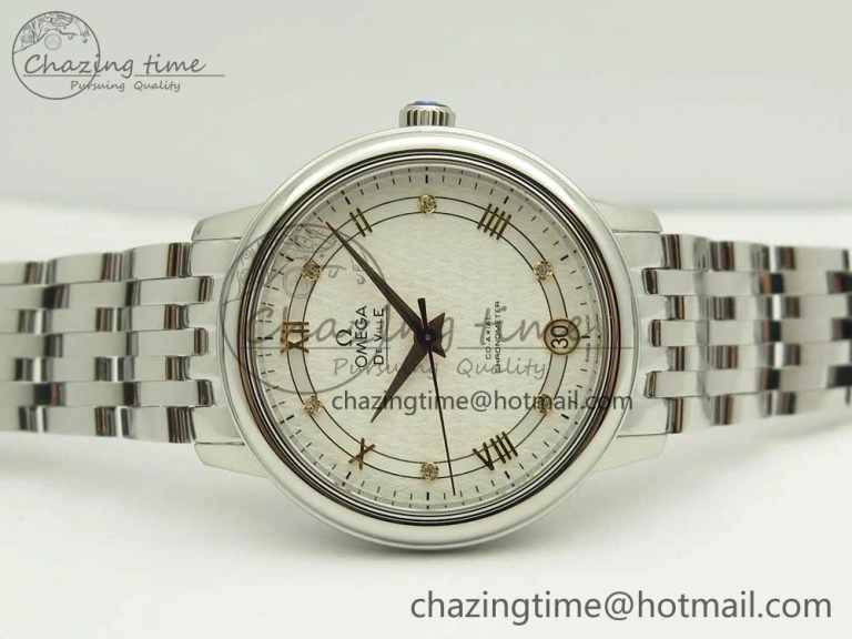 De Ville Prestige Ladies 32.7mm SS MKF 1:1 Best Edition White Dial RG Markers on SS Bracelet MIYOTA 9015