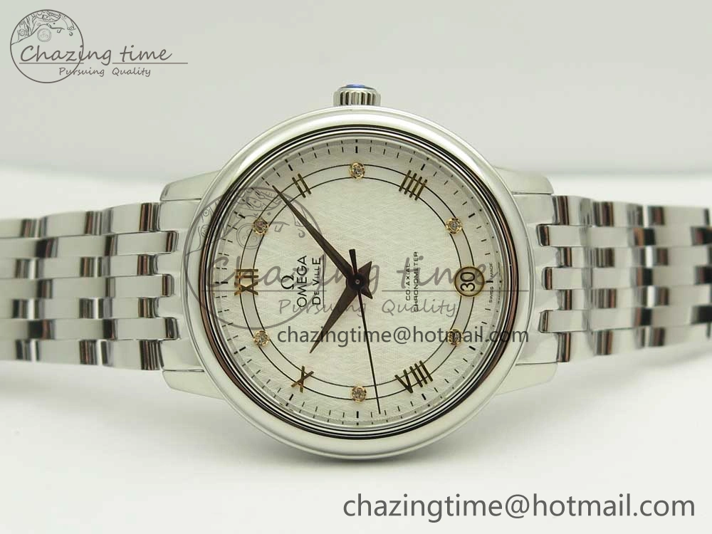 De Ville Prestige Ladies 32.7mm SS MKF 1:1 Best Edition White Dial RG Markers on SS Bracelet MIYOTA 9015