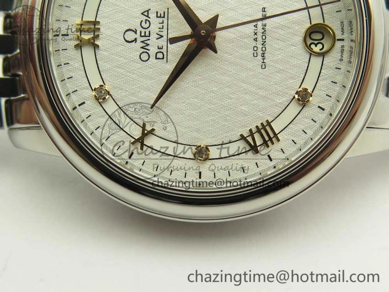 De Ville Prestige Ladies 32.7mm SS MKF 1:1 Best Edition White Dial RG Markers on SS Bracelet MIYOTA 9015