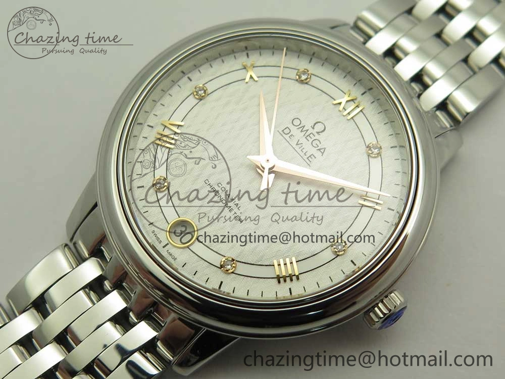 De Ville Prestige Ladies 32.7mm SS MKF 1:1 Best Edition White Dial RG Markers on SS Bracelet MIYOTA 9015