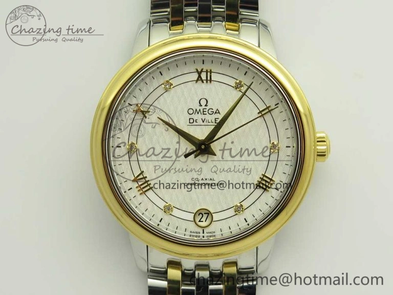 De Ville Prestige Ladies 32.7mm SS MKF 1:1 Best Edition White Dial Roman Markers on SS YG Bracelet MIYOTA 9015